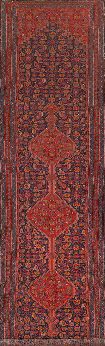 Vegetable Dye Pre-1900 Antique Bibikabad Persian Runner Rug 3x20