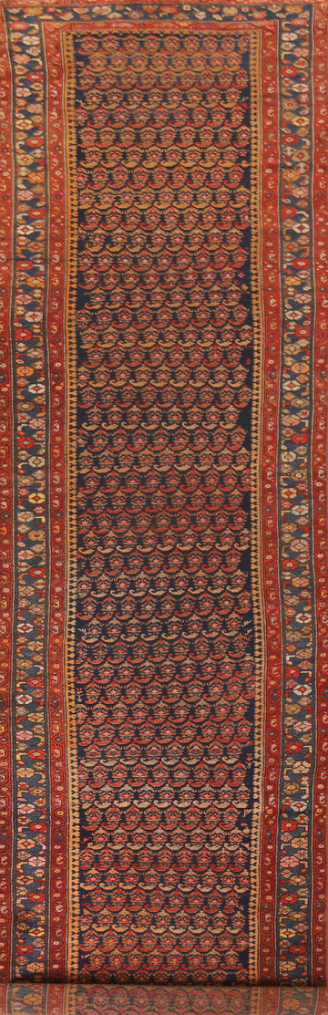 Pre-1900 Vegetable Dye Malayer Persian Runner Rug 4x18