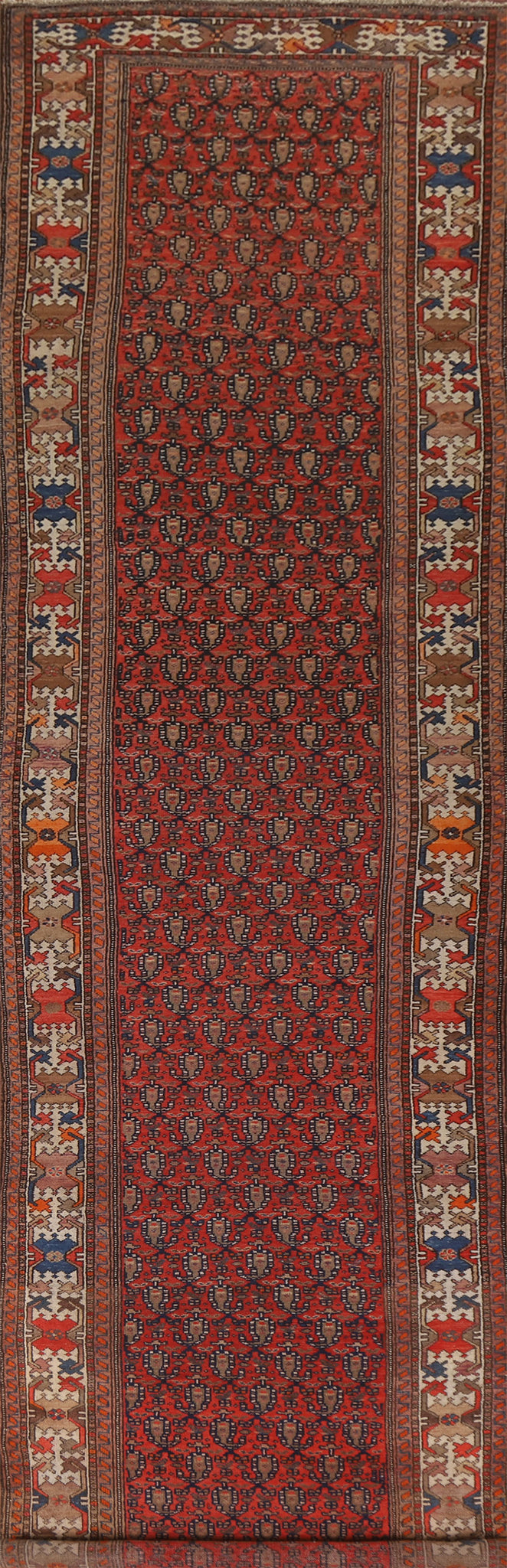 Pre-1900 Vegetable Dye Malayer Persian Runner Rug 4x17