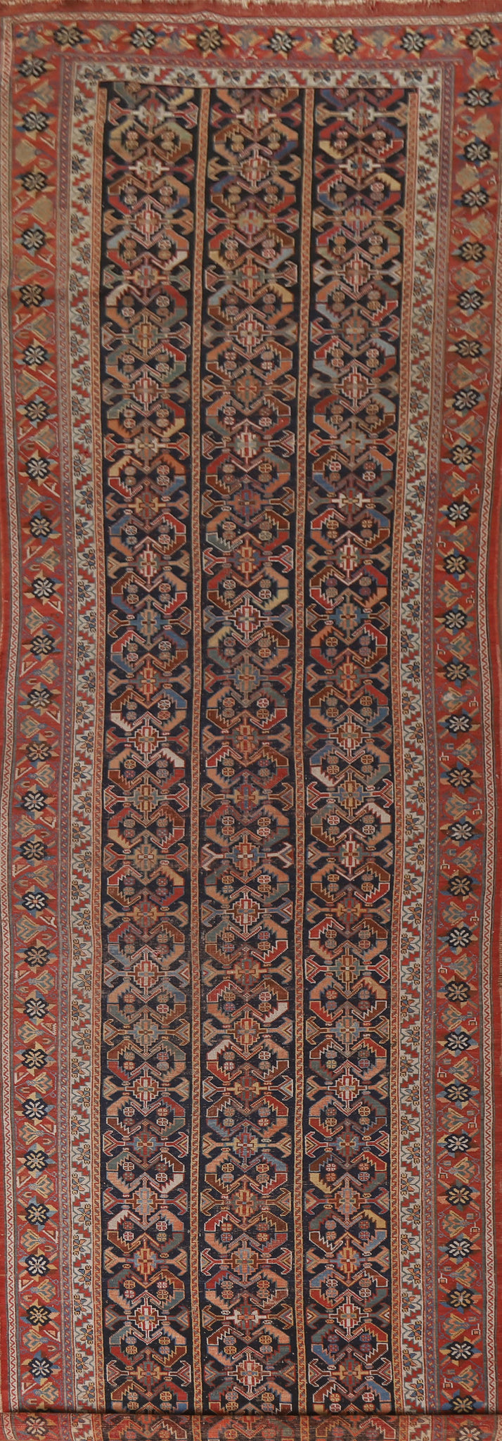 Pre-1900 Vegetable Dye Afshar Persian Runner Rug 4x18