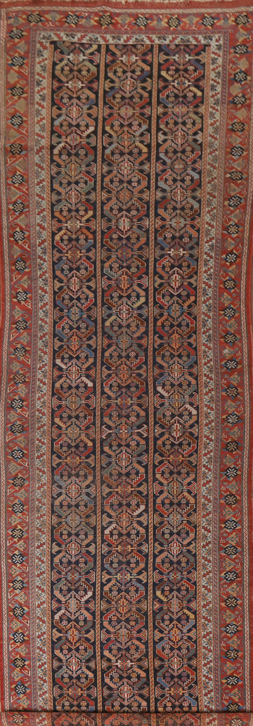 Pre-1900 Vegetable Dye Afshar Persian Runner Rug 4x18