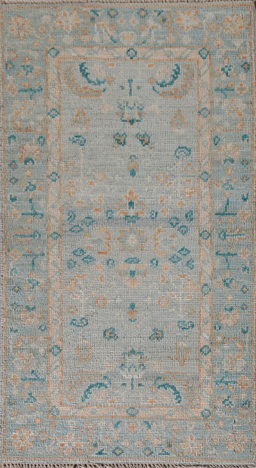 Light Blue Oushak Vegetable Dye Accent Rug 2x4