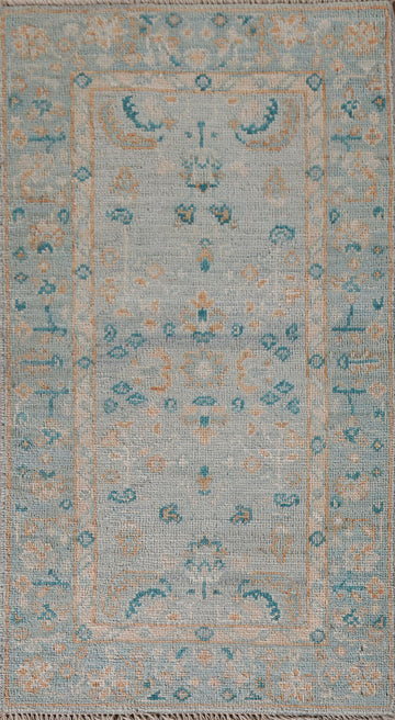 Light Blue Oushak Vegetable Dye Accent Rug 2x4