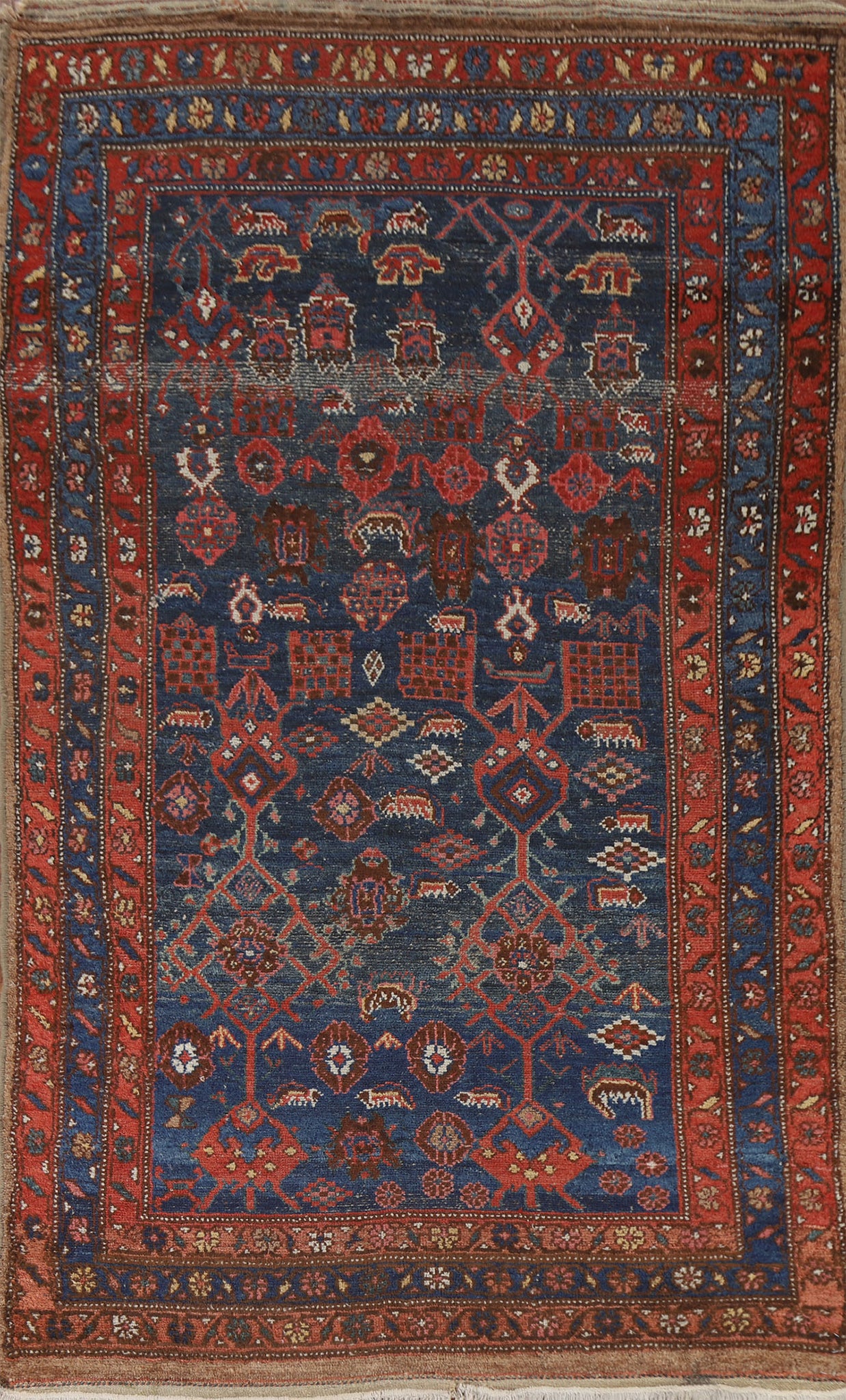 Pre-1900 Vegetable Dye Heriz Bakhshayesh Persian Rug 5x8