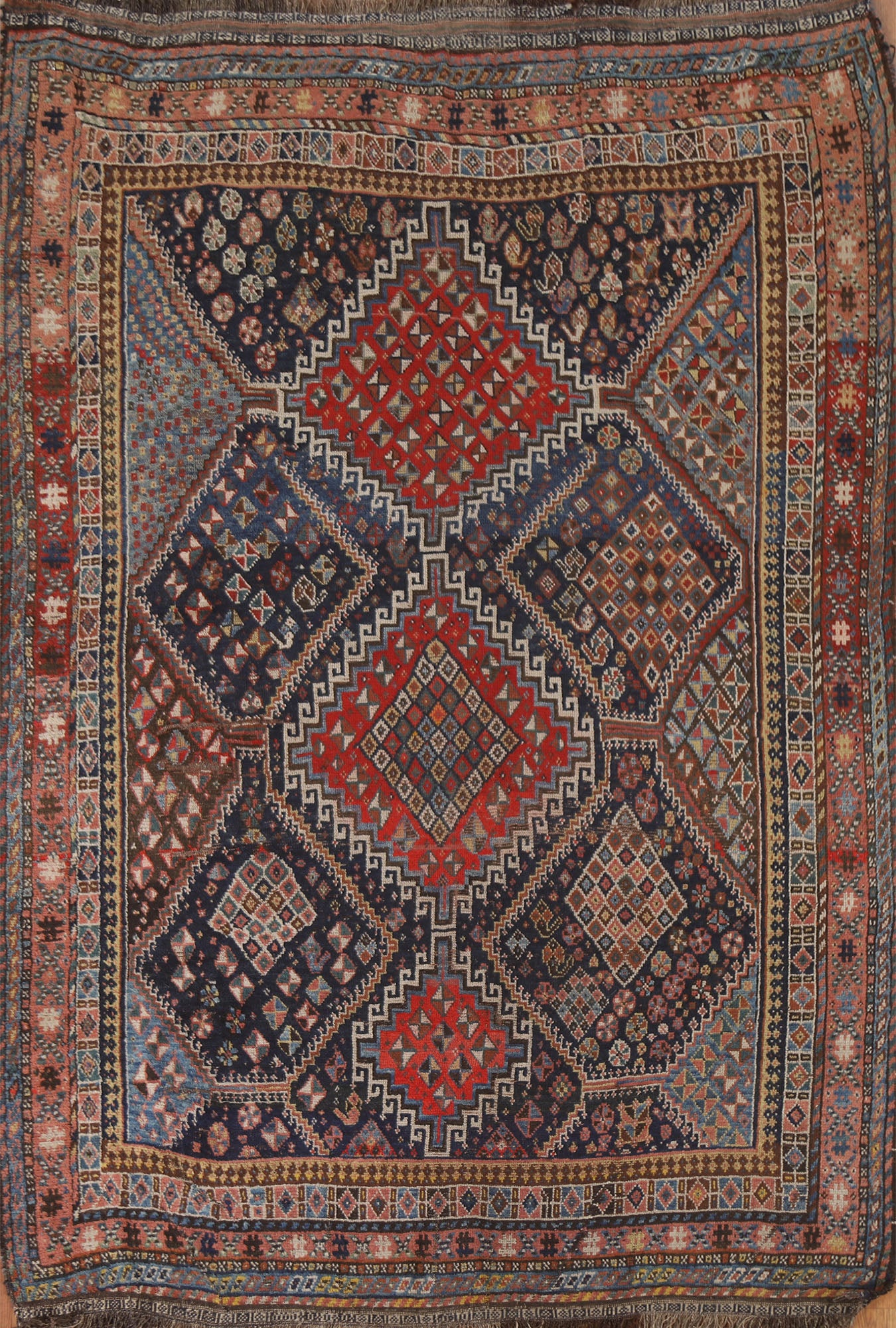 Pre-1900 Antique Qashqai Vegetable Dye Persian Rug 5x8