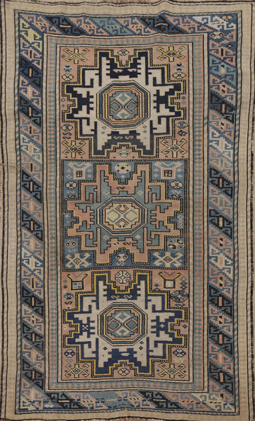 Pre-1900 Antique Vegetable Dye Shirvan Wool Accent Rug 3x5