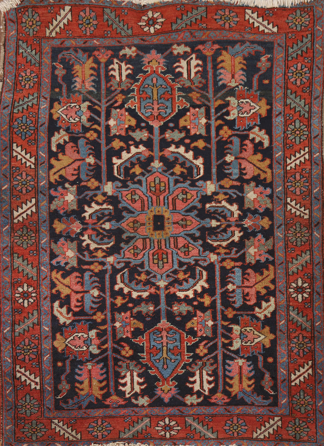 Antique Vegetable Dye Heriz Serapi Persian Accent Rug 4x5