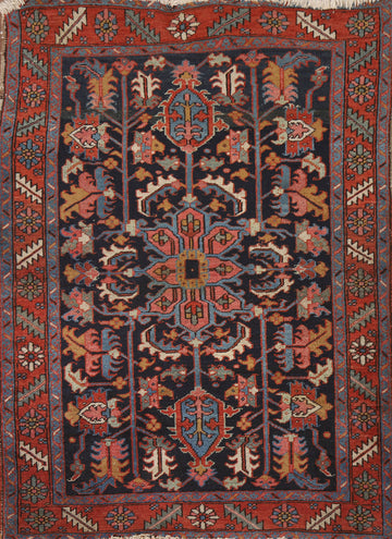 Antique Vegetable Dye Heriz Serapi Persian Accent Rug 4x5