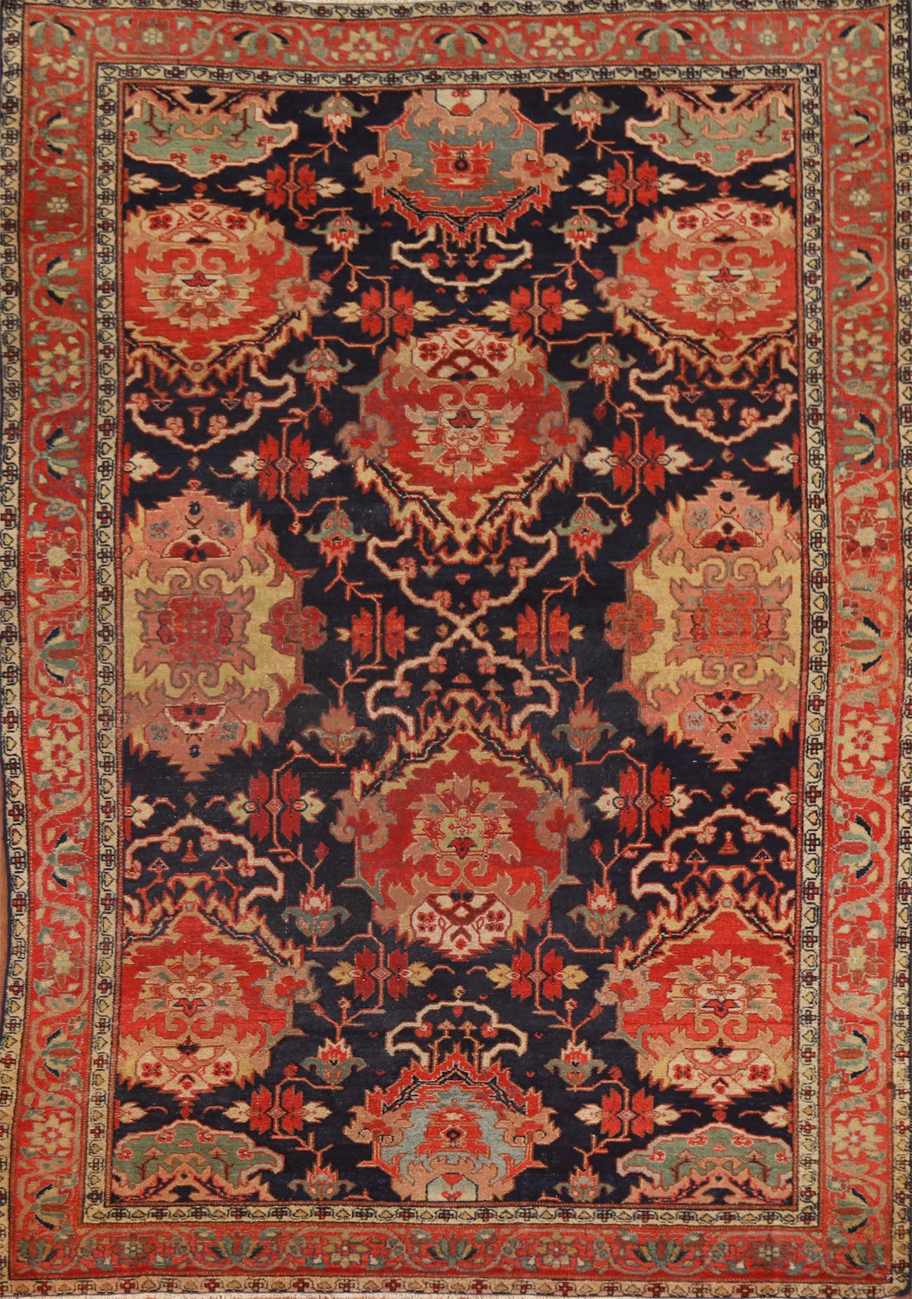 Pre-1900 Antique Sultanabad Vegetable Dye Persian Rug 5x7