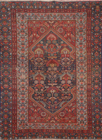 Pre-1900 Antique Vegetable Dye Bakhtiari Persian Rug 5x6