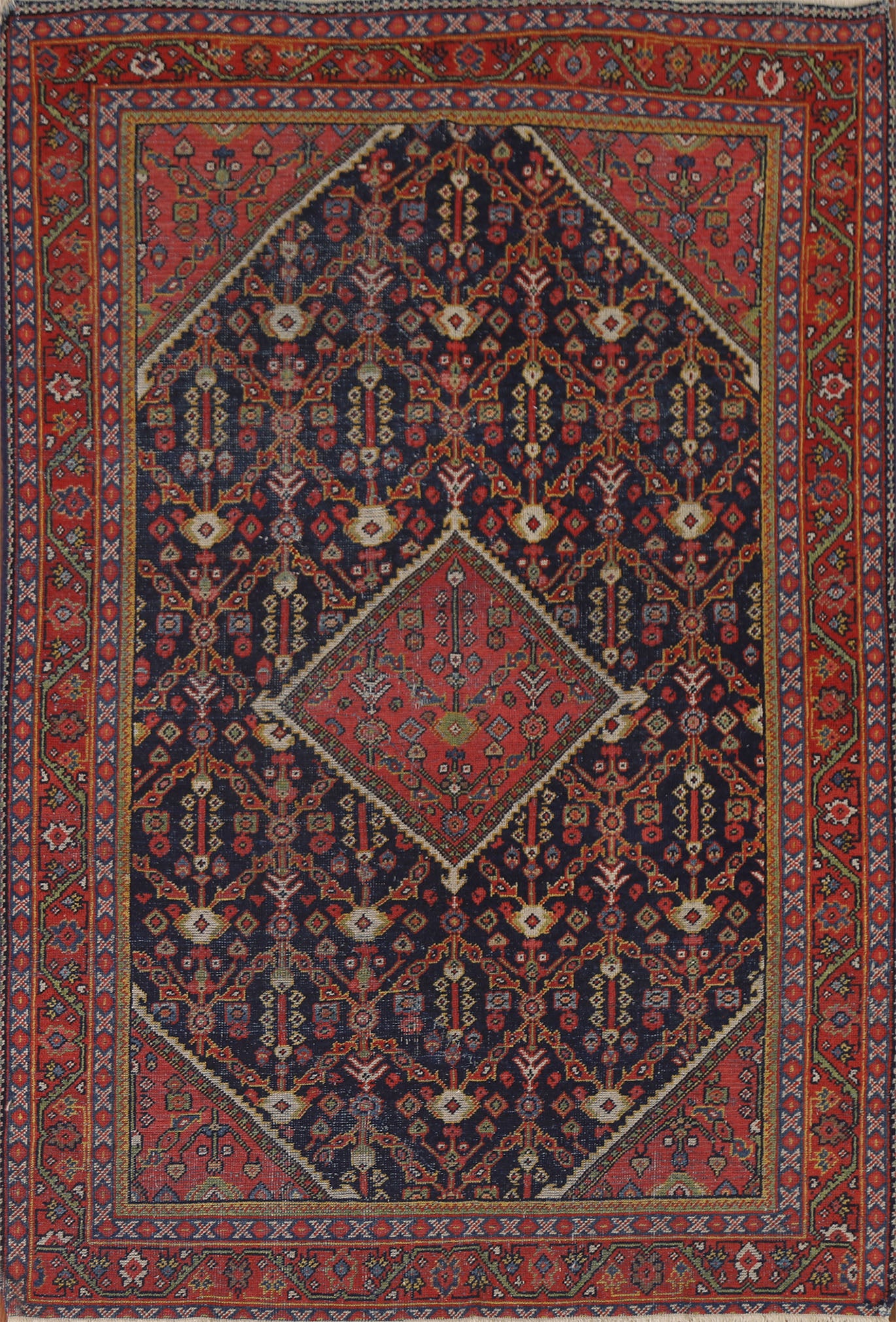 Antique Vegetable Dye Mahal Persian Rug 4x7