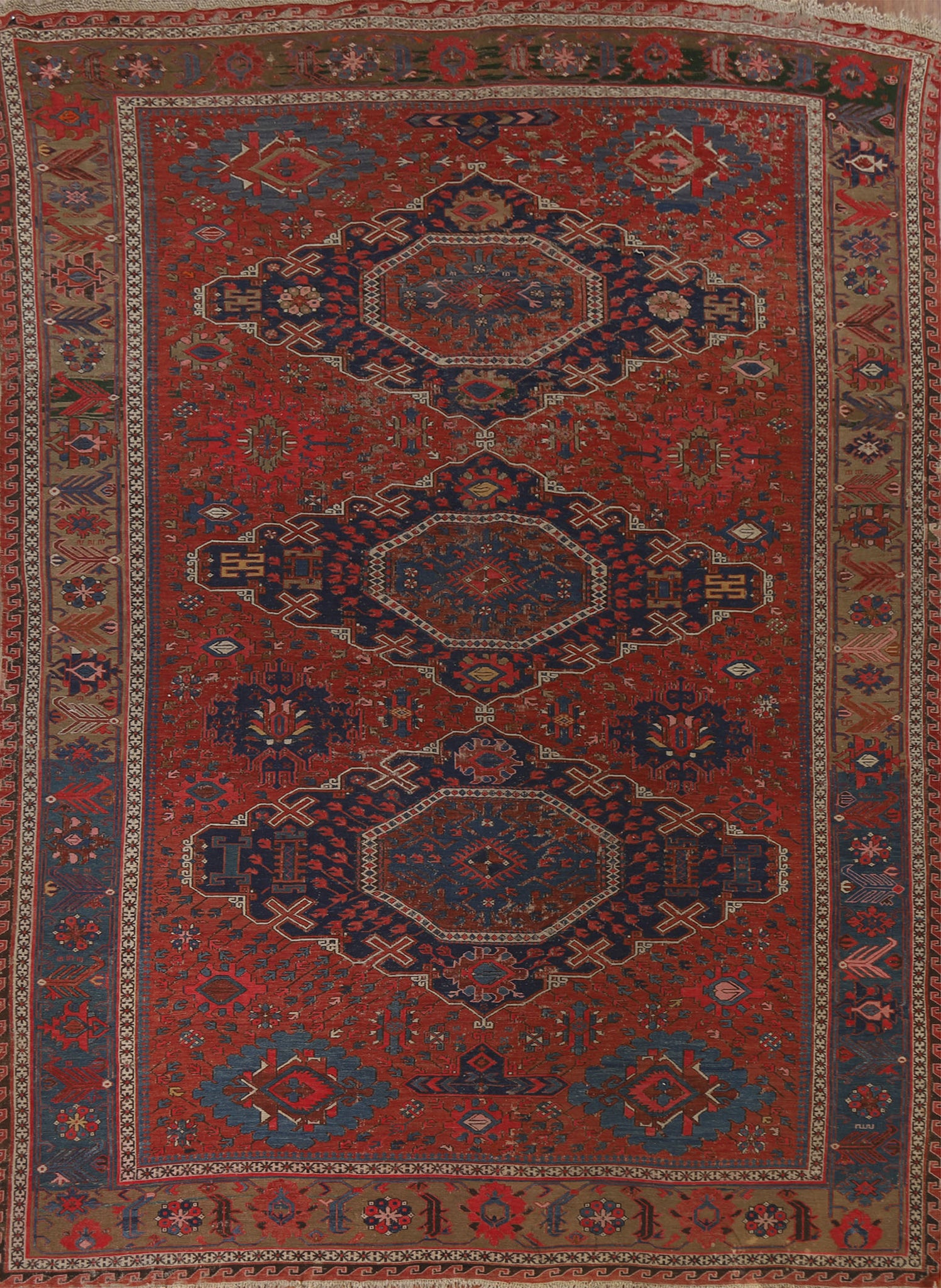 Pre-1900 Vegetable Dye Antique Sumak Persian Rug 8x10