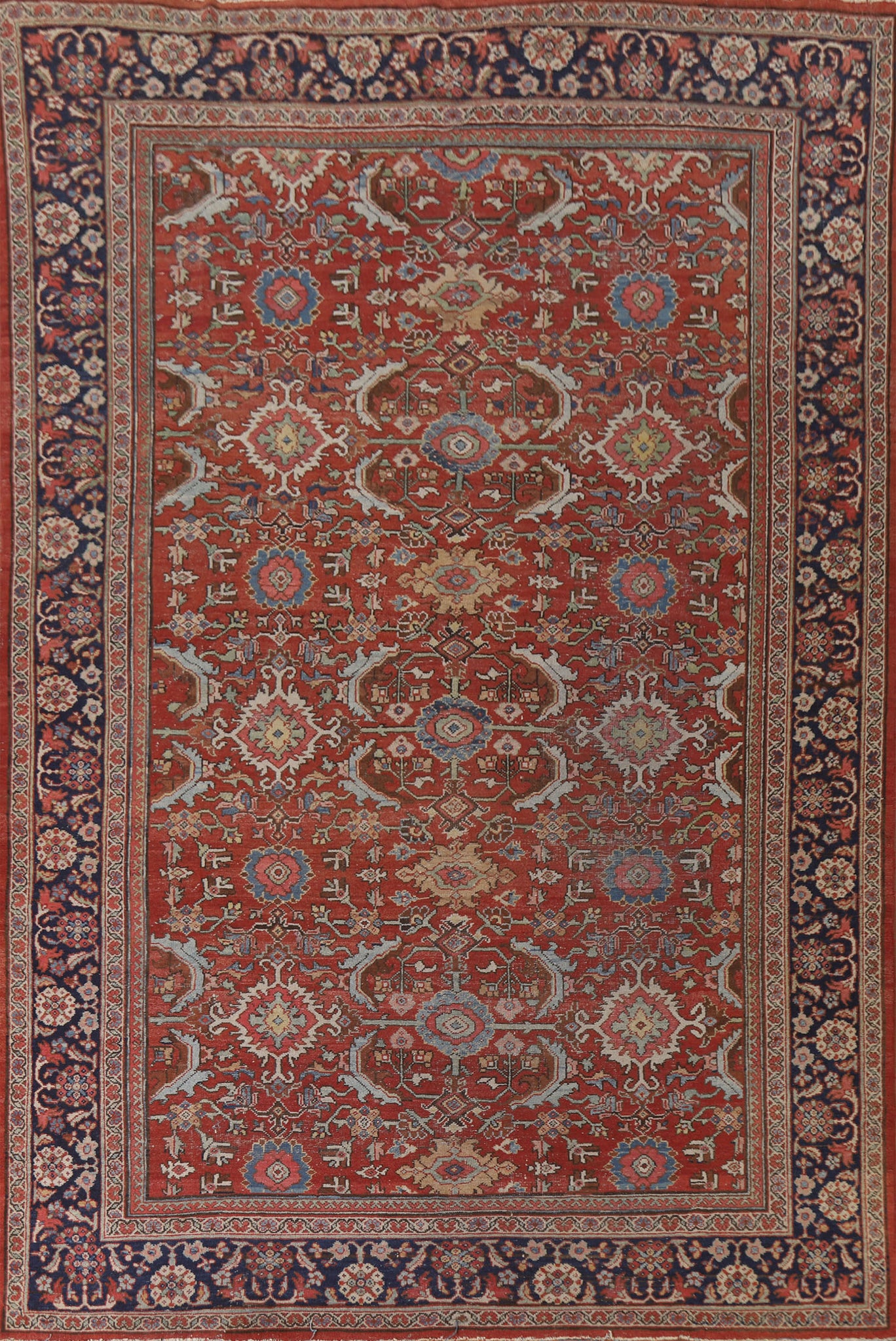 Pre-1900 Vegetable Dye Mahal Persian Area Rug 8x11