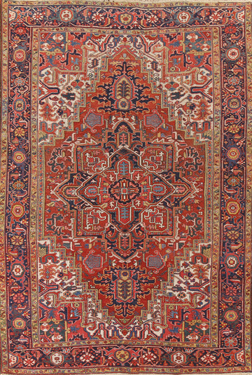 Antique Vegetable Dye Heriz Serapi Persian Area Rug 8x11