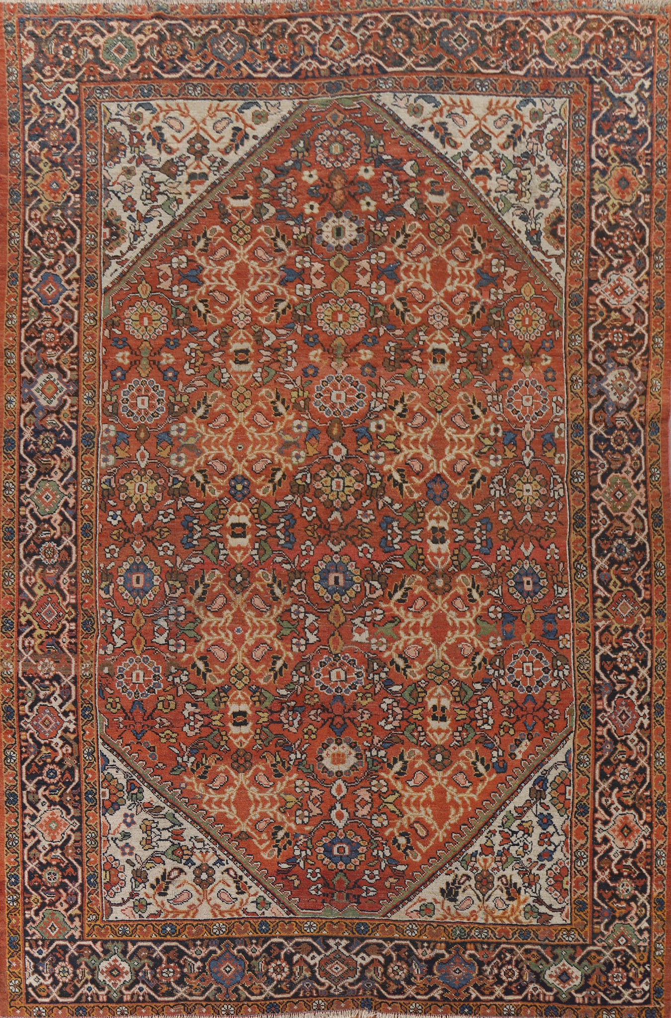 Pre-1900 Antique Vegetable Dye Mahal Persian Area Rug 8x12