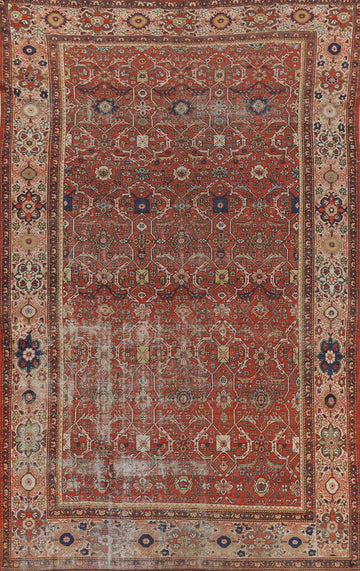 Pre-1900 Antique Vegetable Dye Mahal Persian Area Rug 8x12