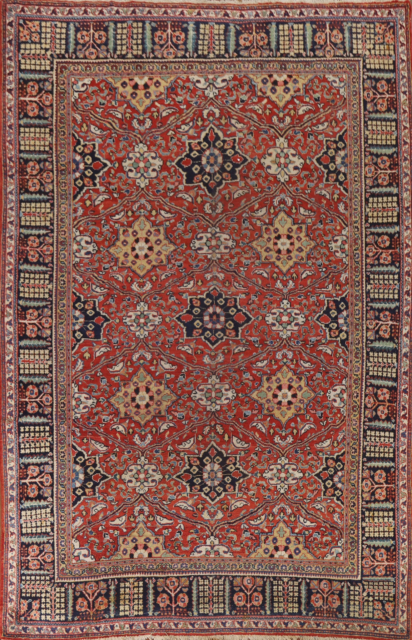 Antique Vegetable Dye Mahal Persian Living Room Rug 7x10