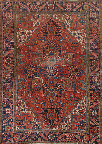 Vegetable Dye Heriz Serapi Antique Persian Rug 9x12