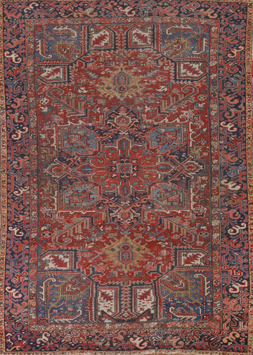 Pre-1900 Vegetable Dye Heriz Serapi Persian Area Rug 8x11