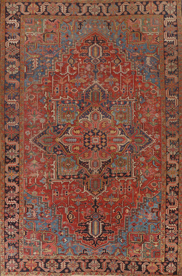 Pre-1900 Vegetable Dye Heriz Serapi Persian Area Rug 8x11