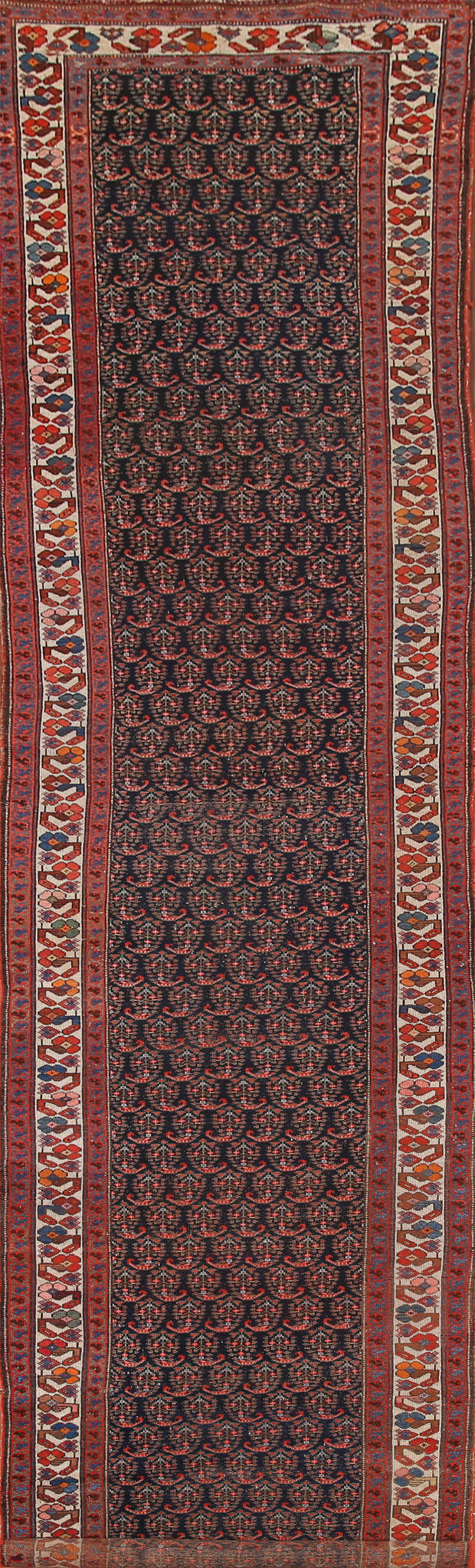 Pre-1900 Vegetable Dye Malayer Persian Runner Rug 4x16