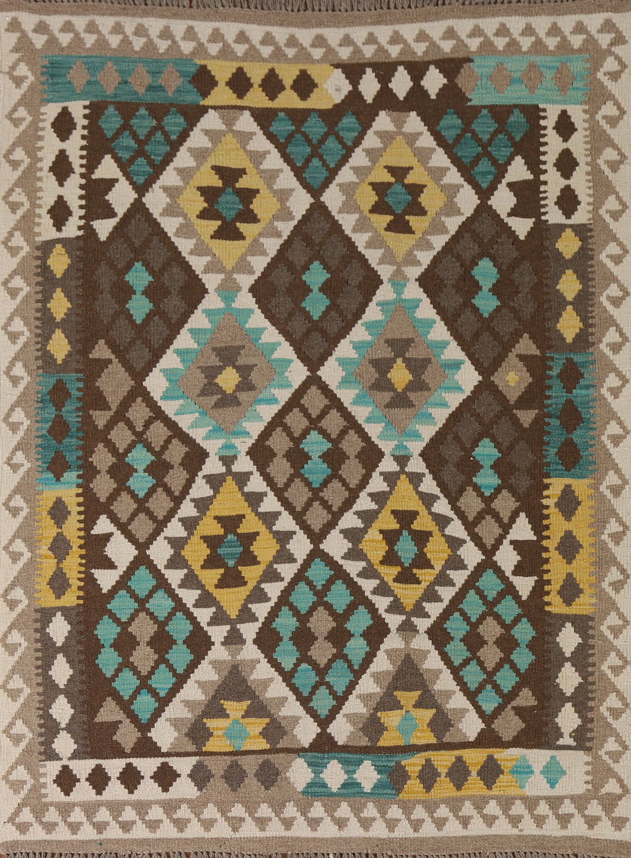 Geometric Wool Kilim Oriental Accent Rug 4x6