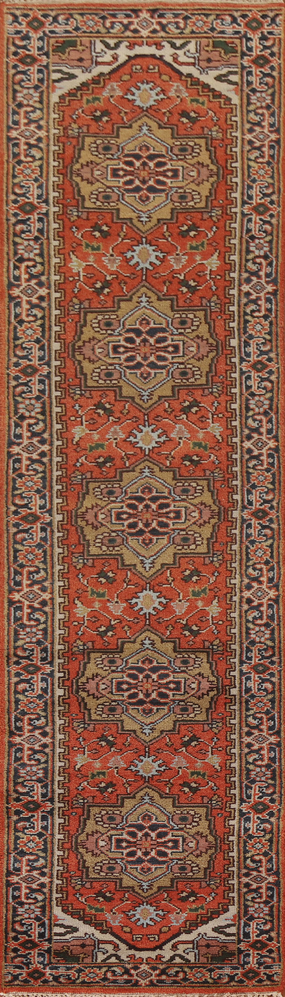 Orange Heriz Serapi Indian Runner Rug 3x12