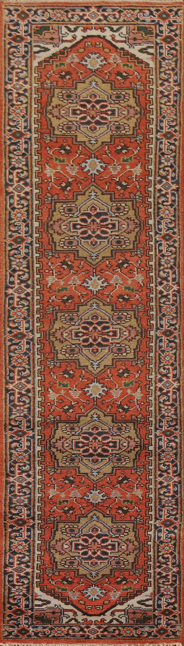 Orange Heriz Serapi Indian Runner Rug 3x12