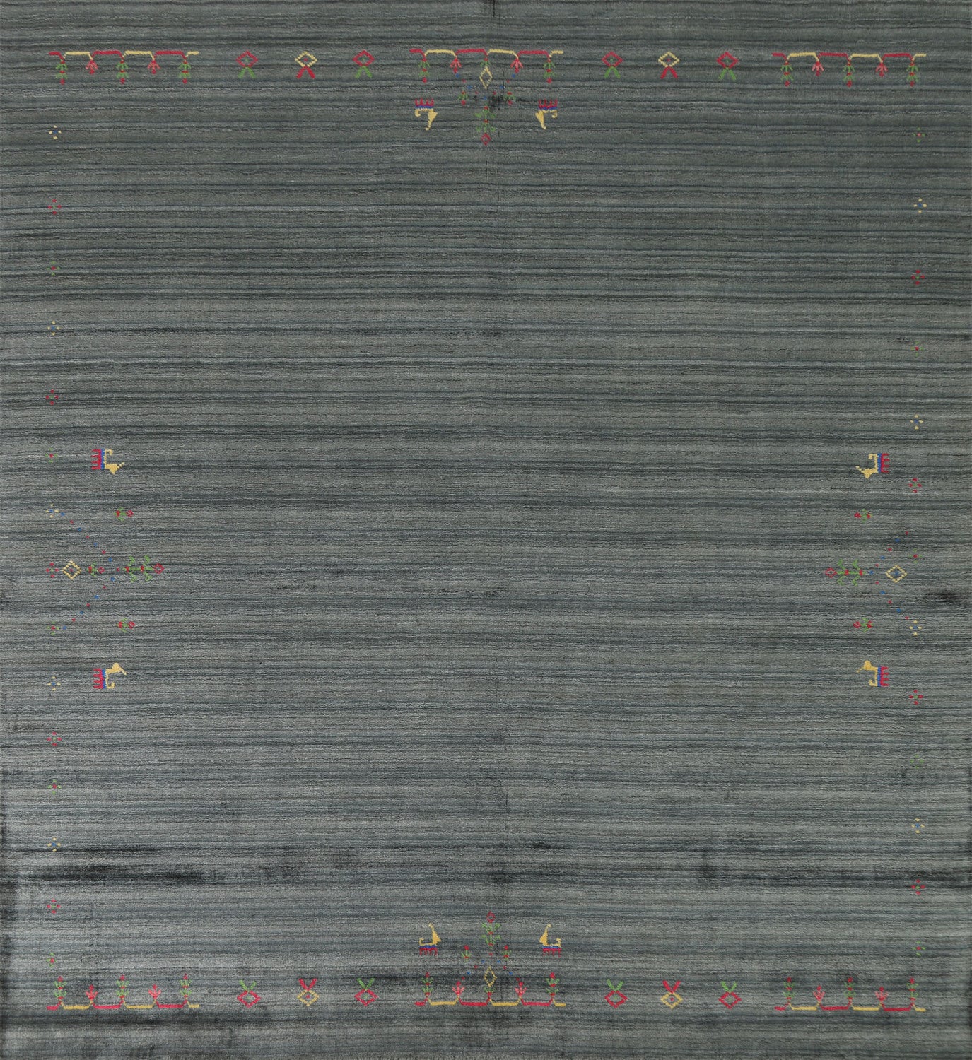 Striped Gabbeh Square Indian Area Rug 8x8