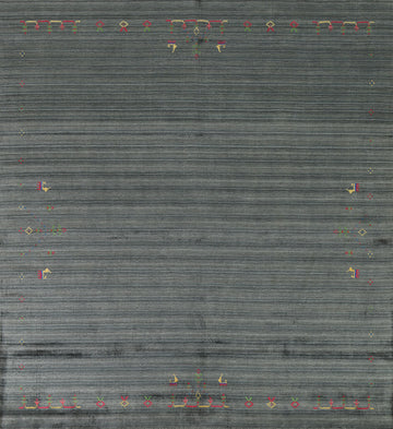 Striped Gabbeh Square Indian Area Rug 8x8
