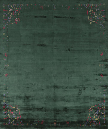 Silk Green Gabbeh Square Area Rug 10x10