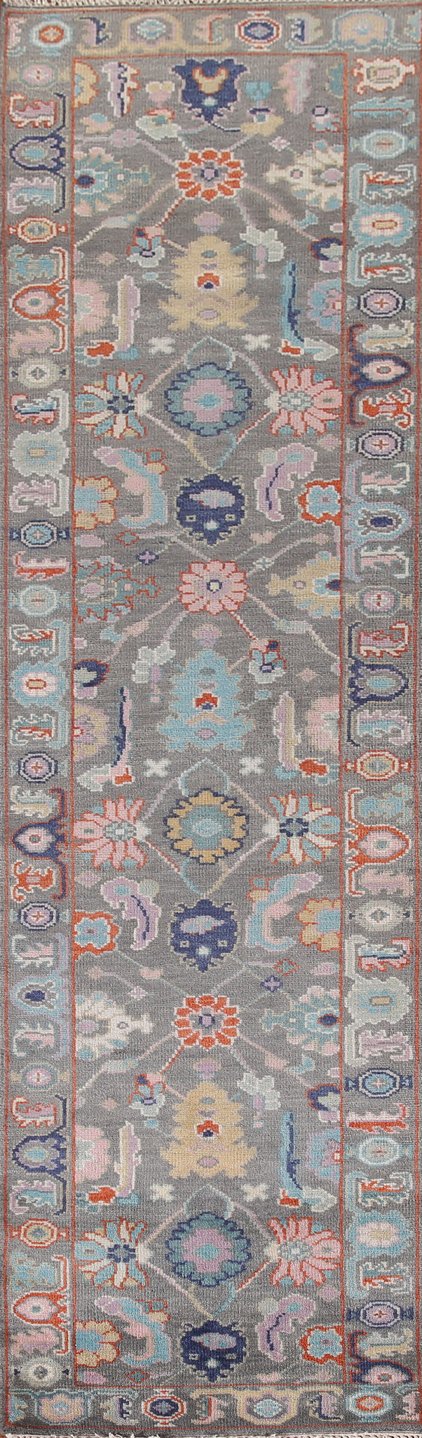 Floral Oushak Indian Runner Rug 3x12