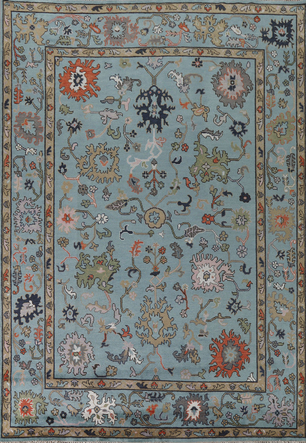 Light Blue Oushak Indian Area Rug 9x12