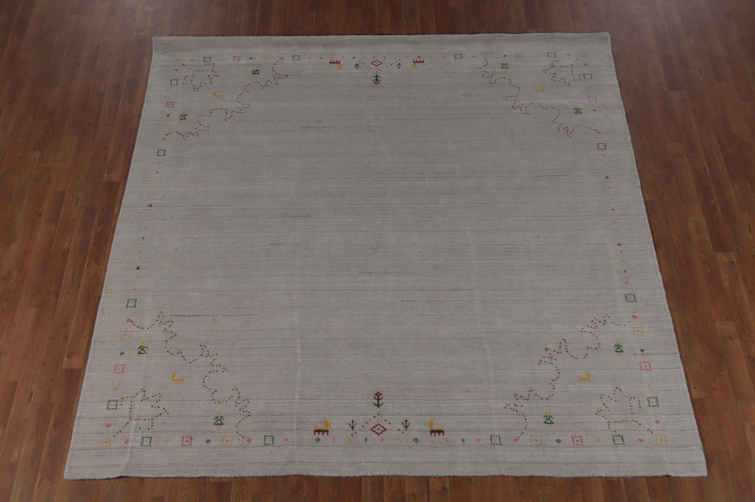 Square Wool Gabbeh Indian Area Rug 8x8