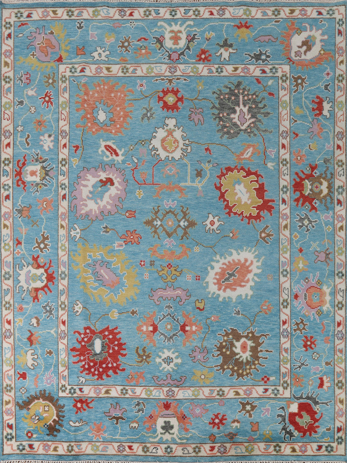 Light Blue Oushak Living Room Rug 8x10