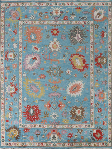 Light Blue Oushak Living Room Rug 8x10