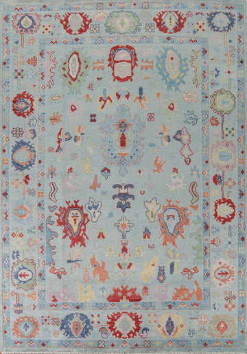 Light Blue Oushak Living Room Rug 9x12