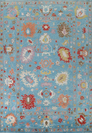 All-Over Blue Oushak Indian Area Rug 9x12