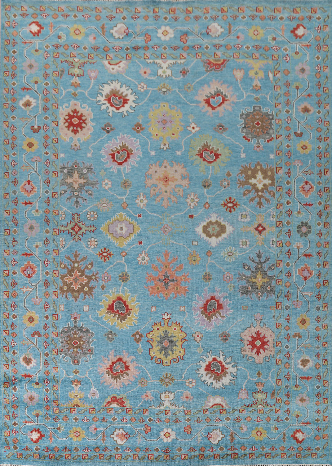 All-Over Blue Oushak Living Room Area Rug 9x12