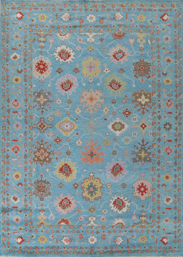 All-Over Blue Oushak Living Room Area Rug 9x12
