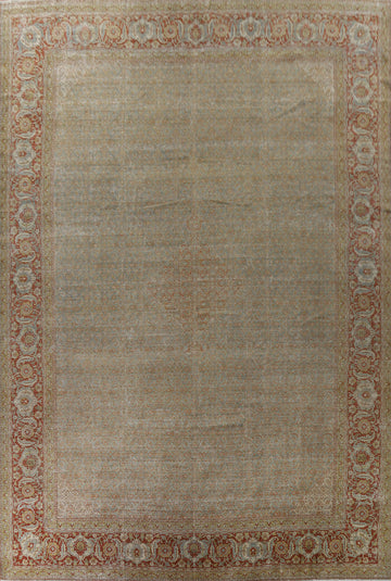 Pre-1900 Antique Sultanabad Vegetable Dye Persian Rug 15x21