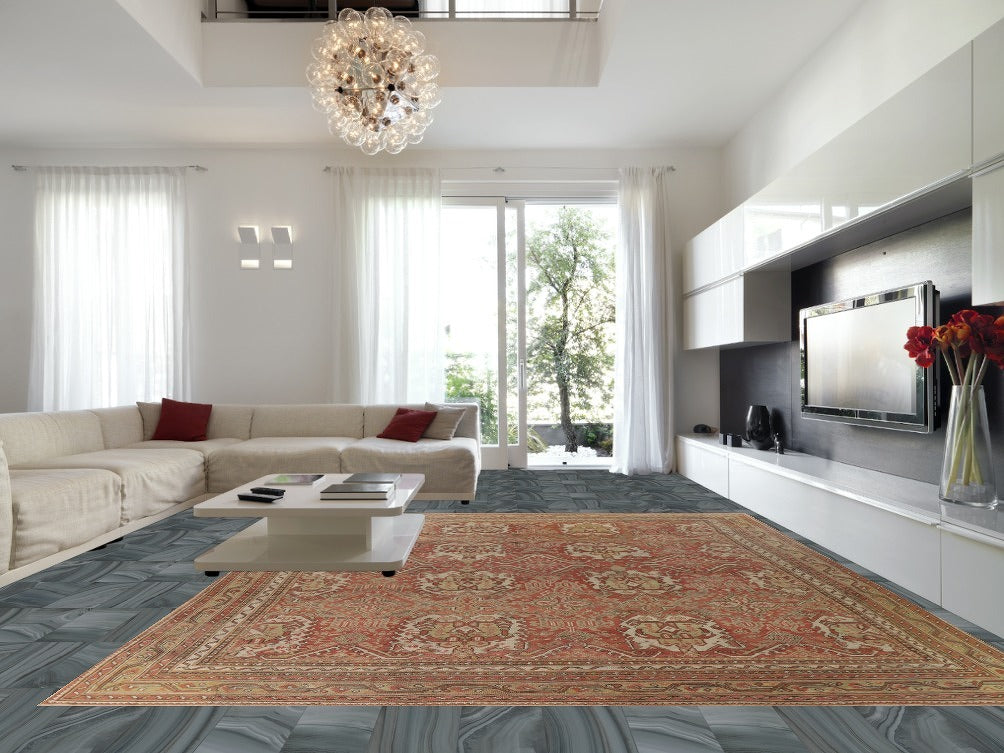 Pre-1900 Vegetable Dye Oushak Large Turkish Rug 13x16