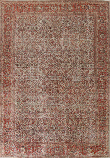 Pre-1900 Vegetable Dye Sultanabad Persian Area Rug 10x13