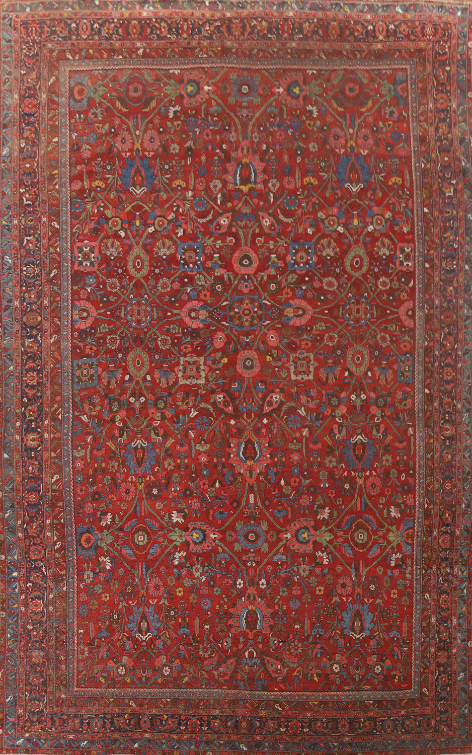 Pre-1900 Vegetable Dye Bidjar Halvaei Persian Rug 11x18
