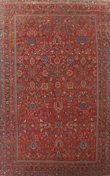 Pre-1900 Vegetable Dye Bidjar Halvaei Persian Rug 11x18