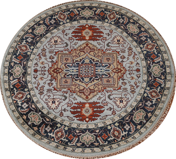 Handmade Heriz Serapi Round Rug 6x6