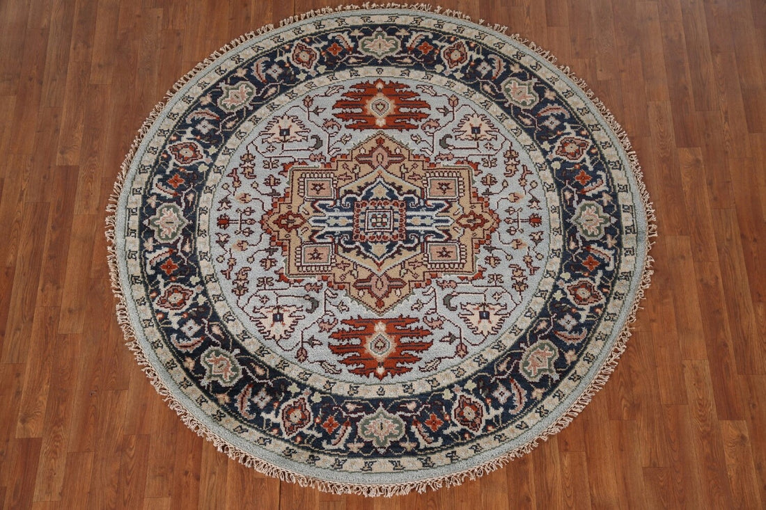 Handmade Heriz Serapi Round Rug 6x6