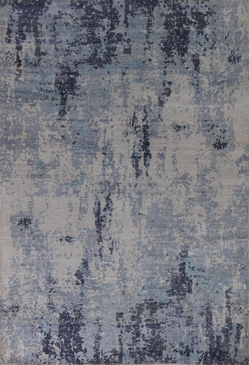 Blue & Gray Abstract Oriental Area Rug 5x8