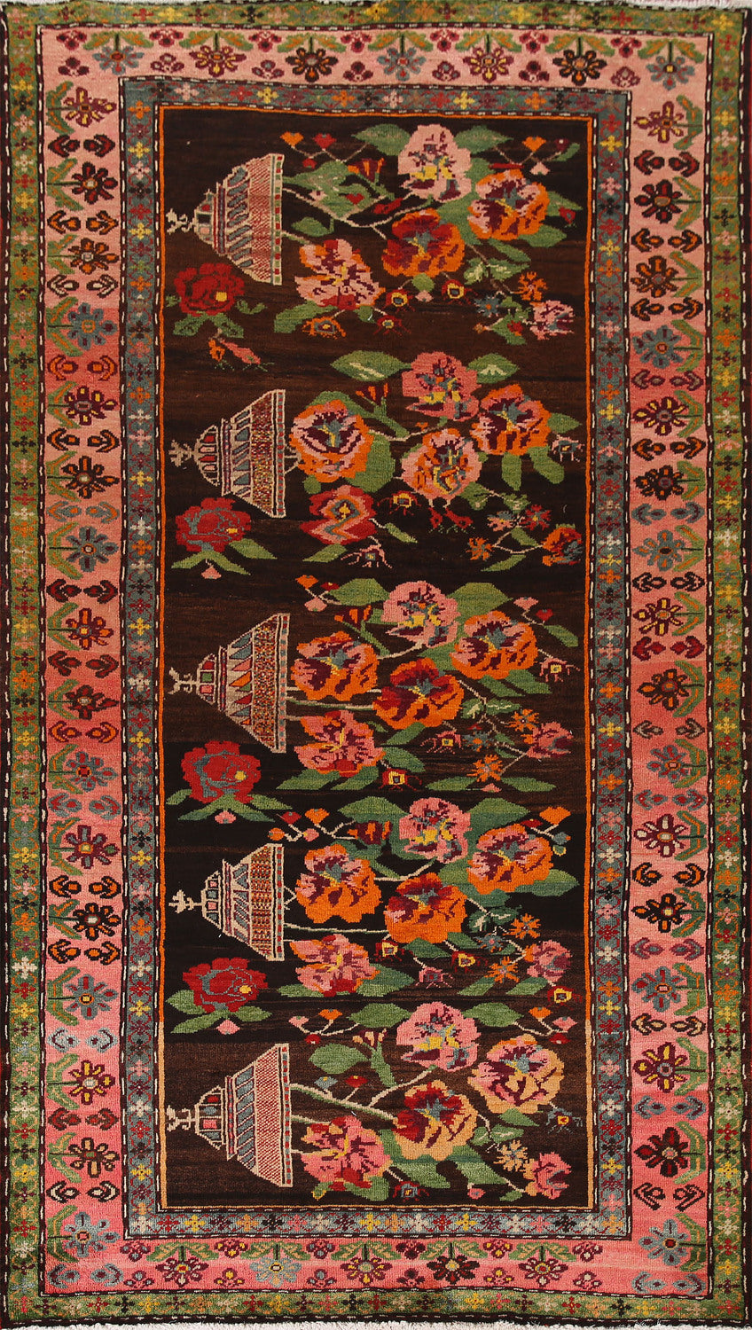 Vegetable Dye Brown Kazak Oriental Rug 5x10