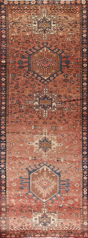 Tribal Geometric Gharajeh Persian Runner Rug 3x11